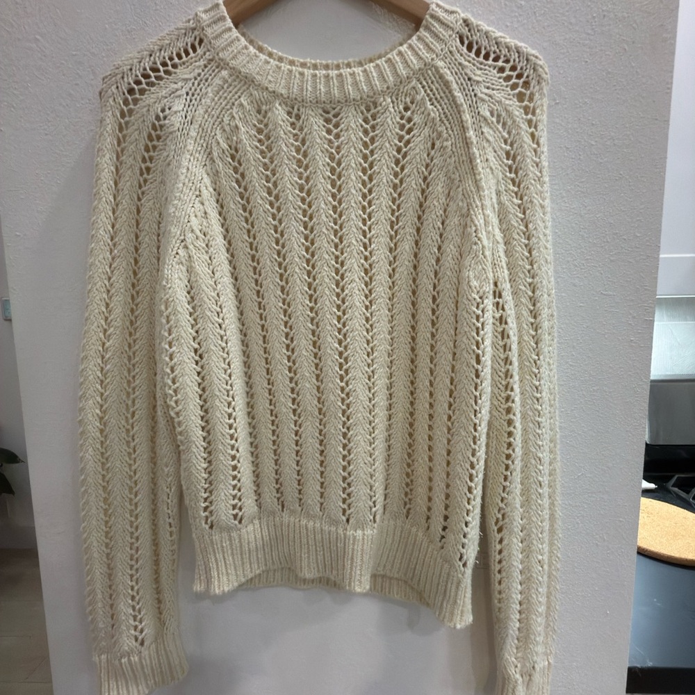 rag & bone Ivory Open-Knit Crew Neck Sweater